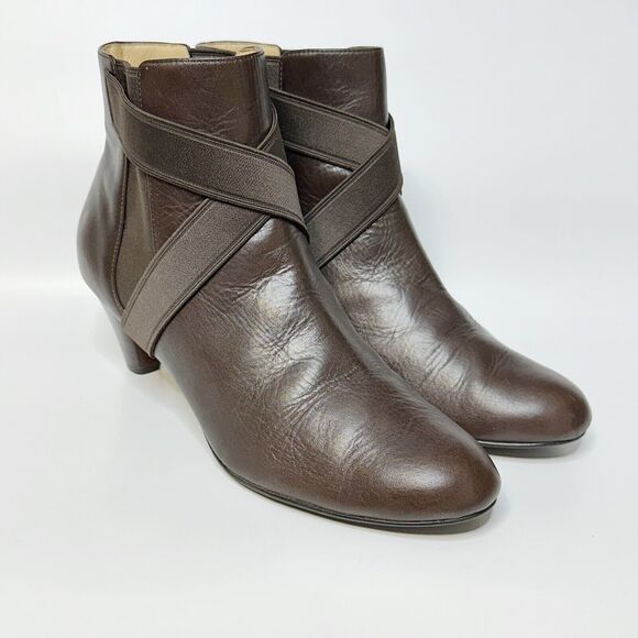COLE HAAN Air Lyric Pull On Stretch Leather Ankle Booties Brown D29336 Womens 9 - Picture 3 of 10